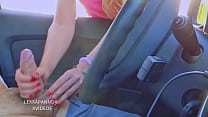 18 year old girl gives me a handjob in the car, homemade video in public