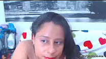 Big tits Latina in thong masturbates on webcam