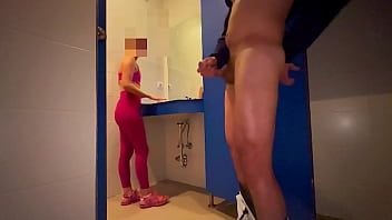 I hide in the women's locker room at the gym and surprise a girl who helps me finish cumming