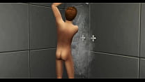 Hermanastra entra al baño cuando su hermanastro se esta dando una ducha y lo ayuda a masturbarse y terminan follando