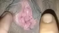 Cum fills her clit, spreading her pussy. The call girl rubs her clit with his cock before stuffing his cock into her clit until there's a lot of cum, the cock is extremely excited.