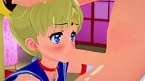 A estudante excitada Sailor Moon chupa a pila apaixonadamente l 3D SFM hentai sem censura