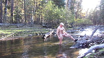 Jerking off in the river.