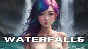 滝のセクシーな女性は自然の中で裸になるのが大好き - アート スライドショー