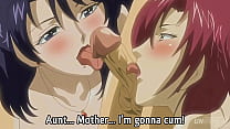 Belle-mère et belle-tante baisent le jeune garçon - Hentai non censuré [Sous-titré]