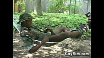 Black Soldier Masturbating Outside